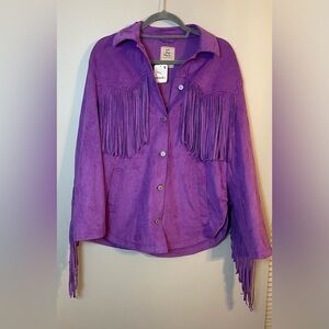 We the Free Purple Fringe Women's Jacket Vegan Leather XS